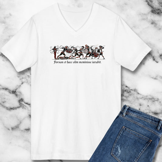 Aeneid Good Old Days Quote in Latin V-neck Tee