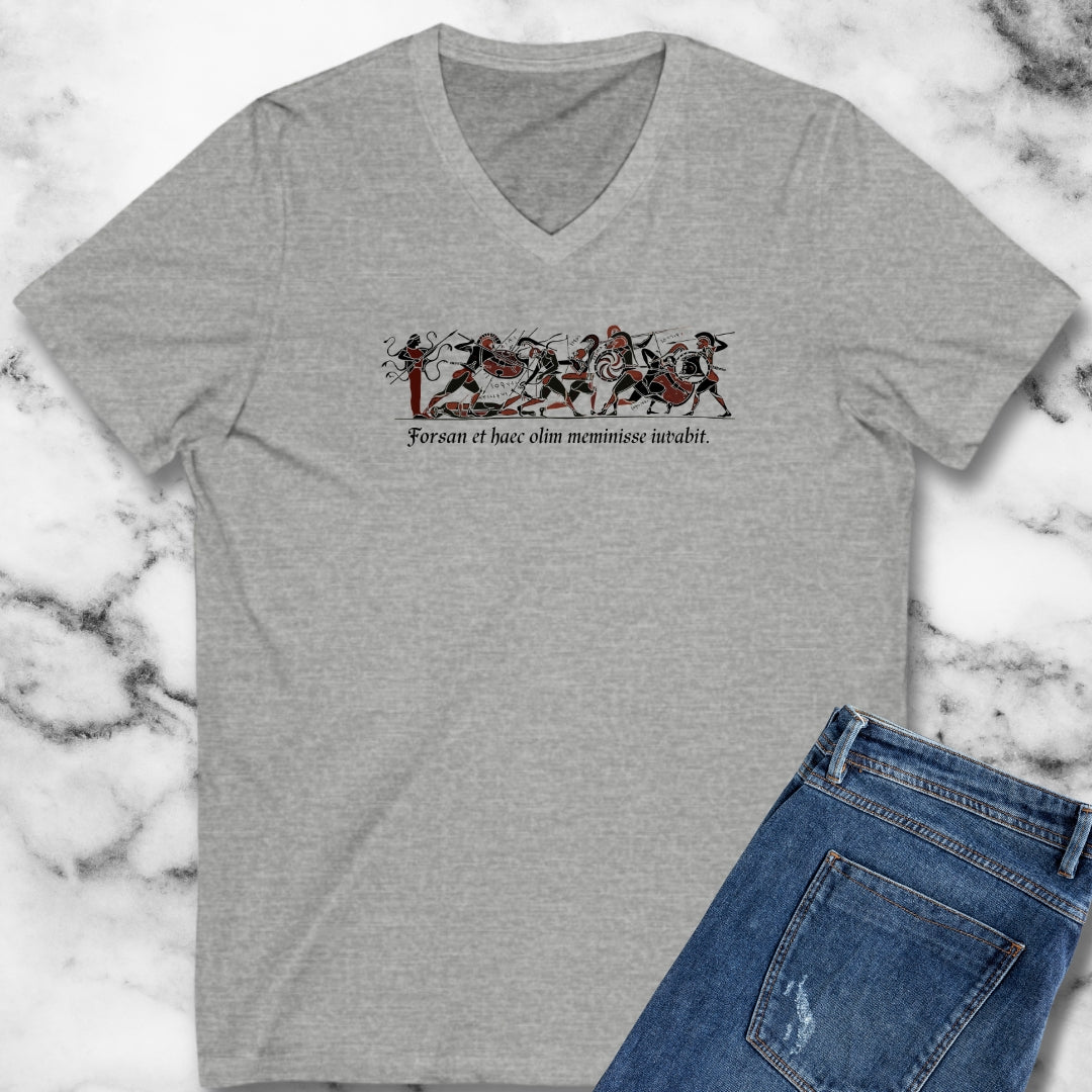 Aeneid Good Old Days Quote in Latin V-neck Tee