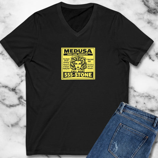Medusa Hair Care Products Vintage Ad Style V-Neck