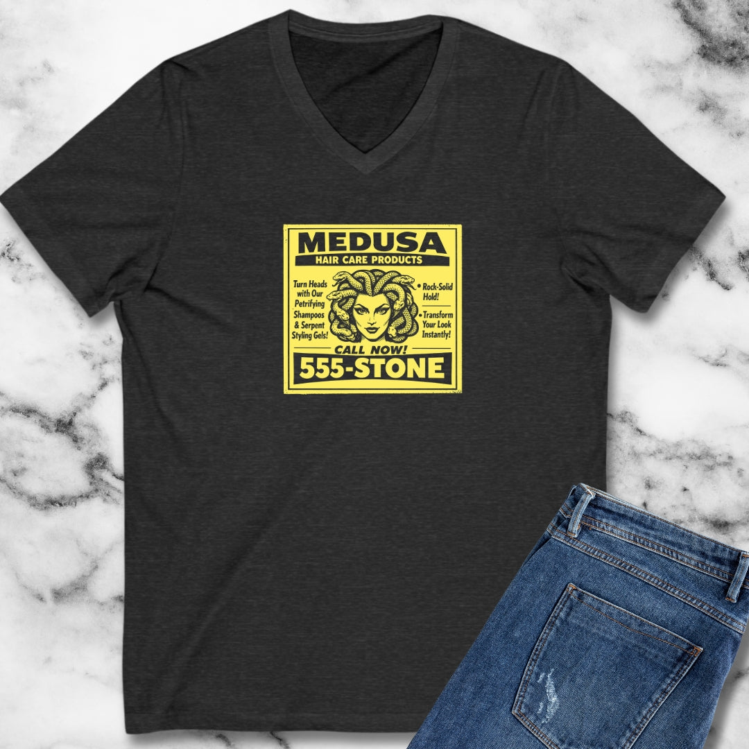 Medusa Hair Care Products Vintage Ad Style V-Neck