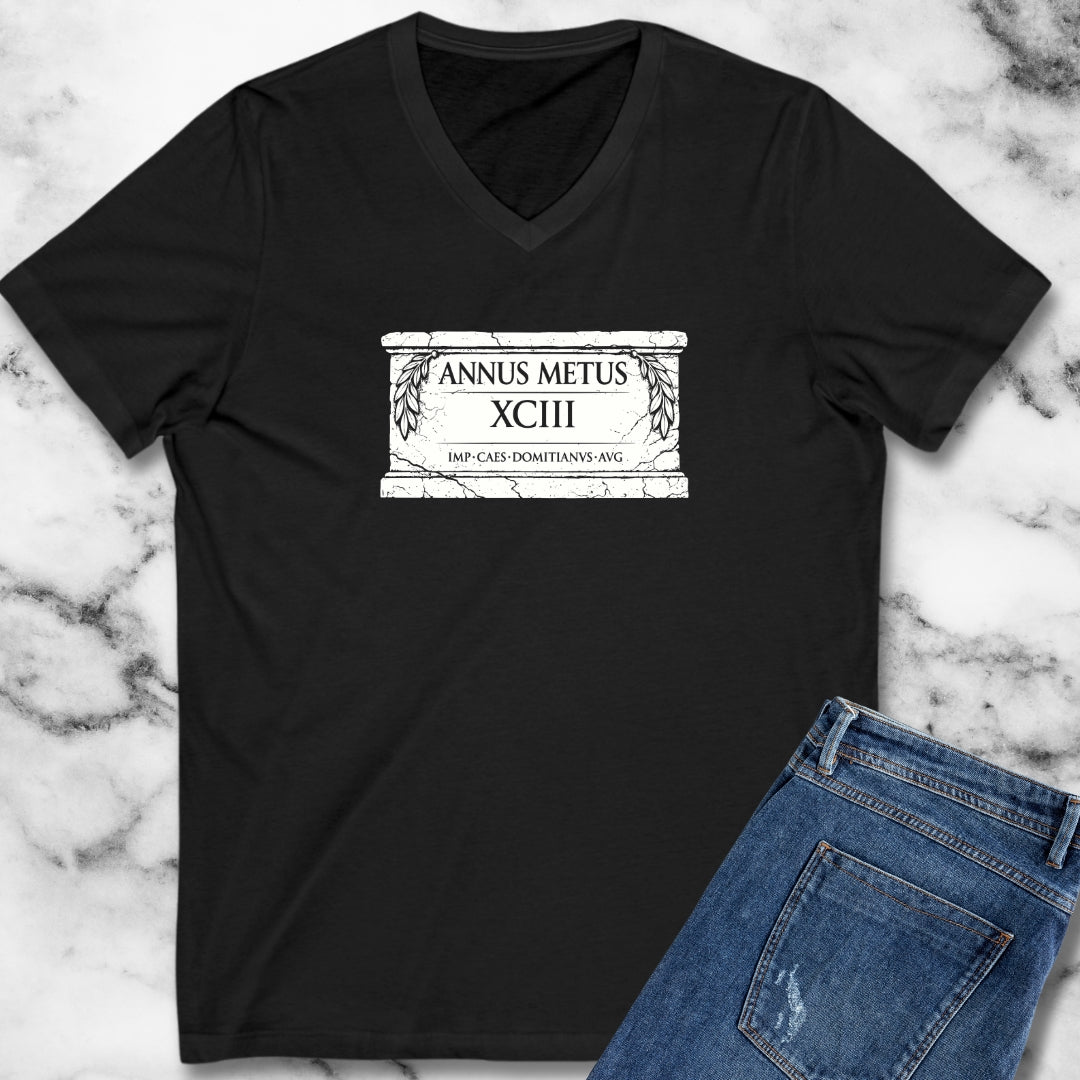 Emperor Domitian Year of Fear in Latin V-neck