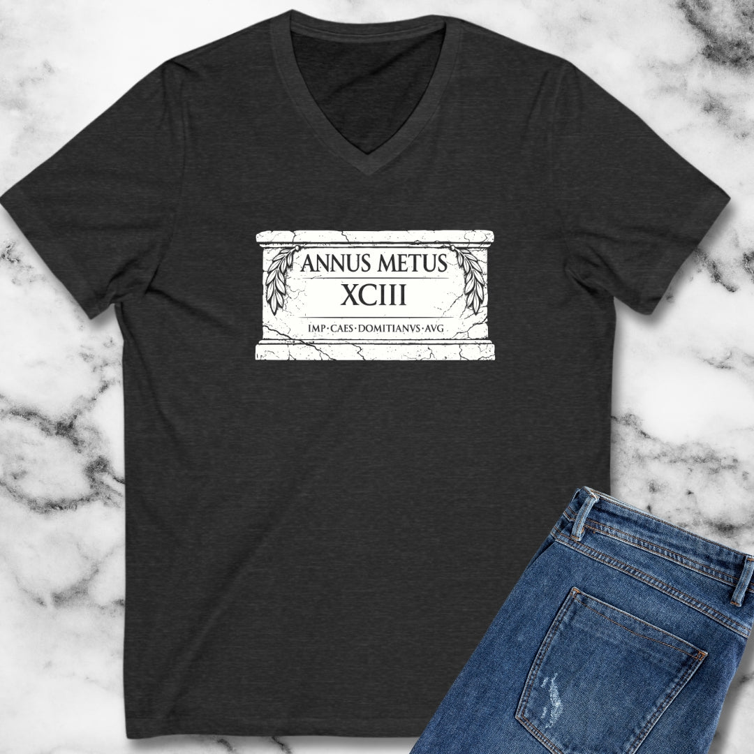 Emperor Domitian Year of Fear in Latin V-neck