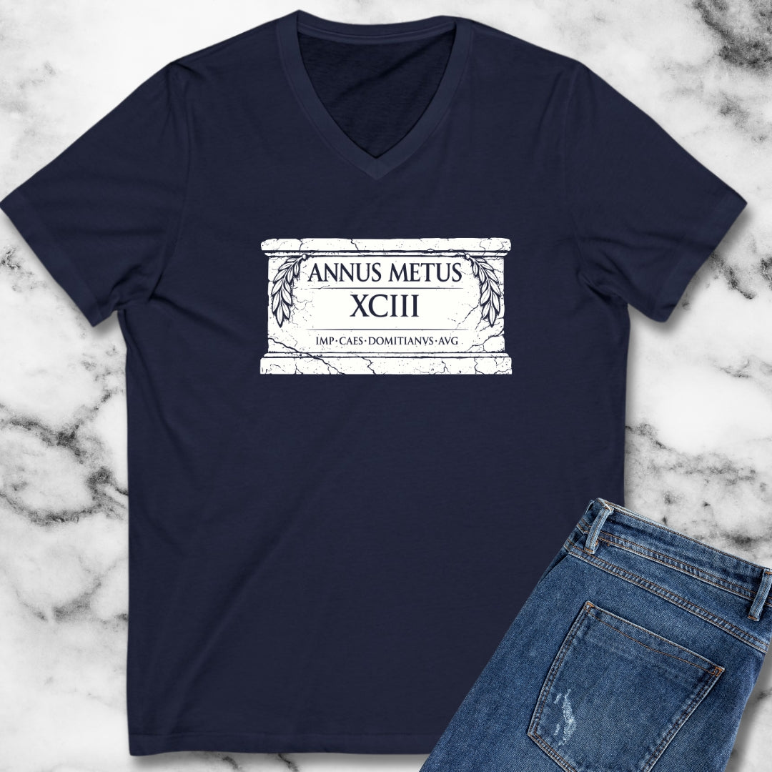 Emperor Domitian Year of Fear in Latin V-neck