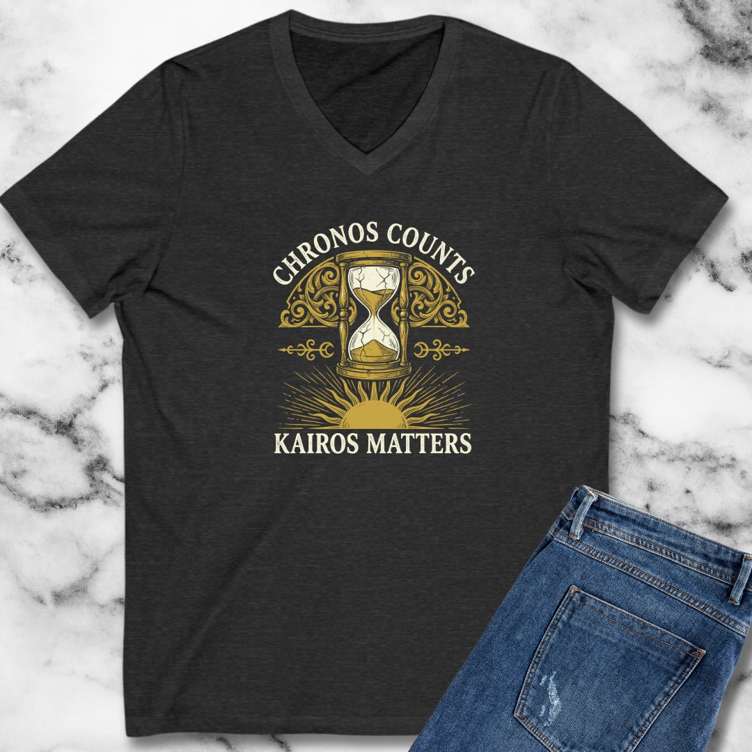 Greek Chronos vs Kairos V-Neck Tee