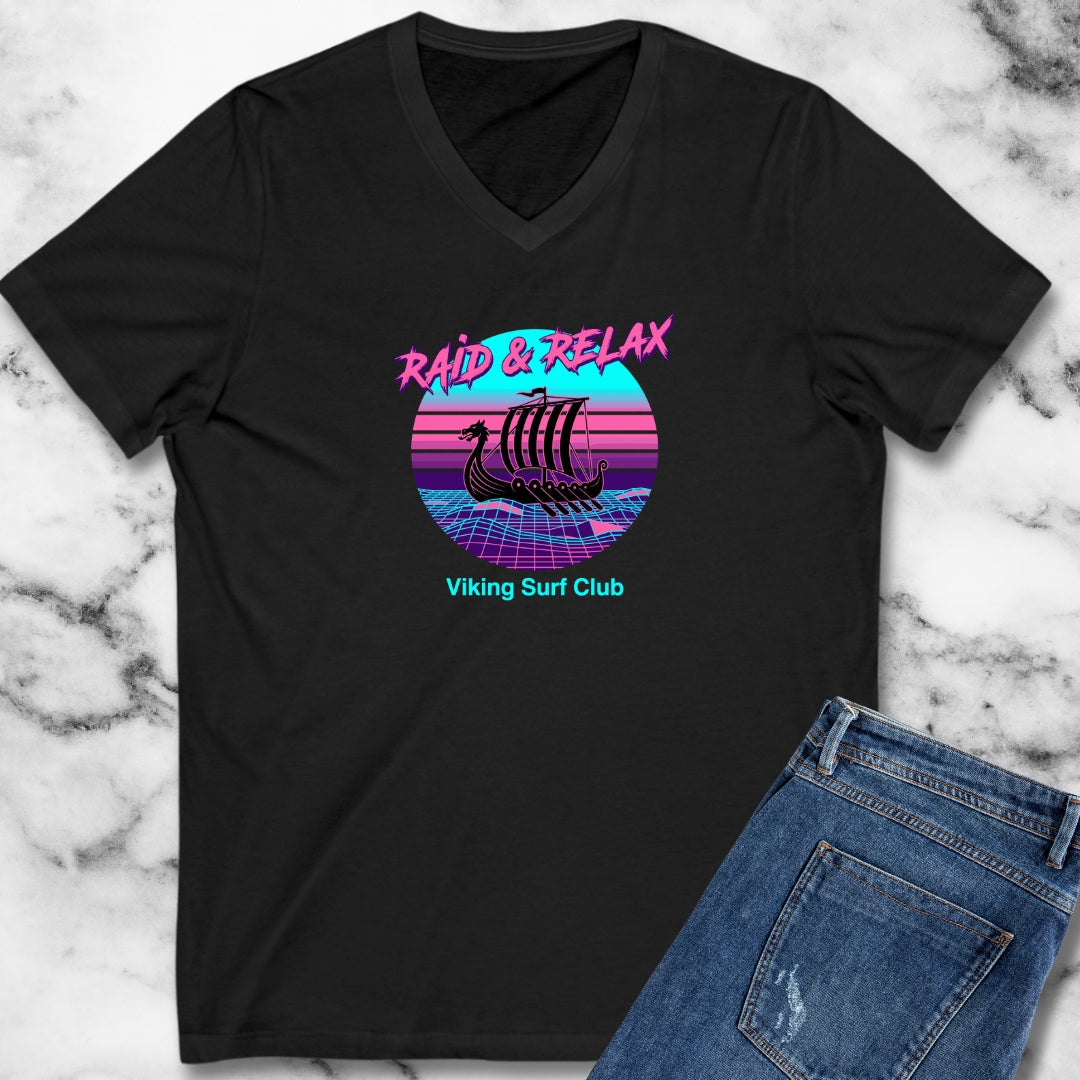Viking Surf Club Raid & Relax Vaporwave V-Neck