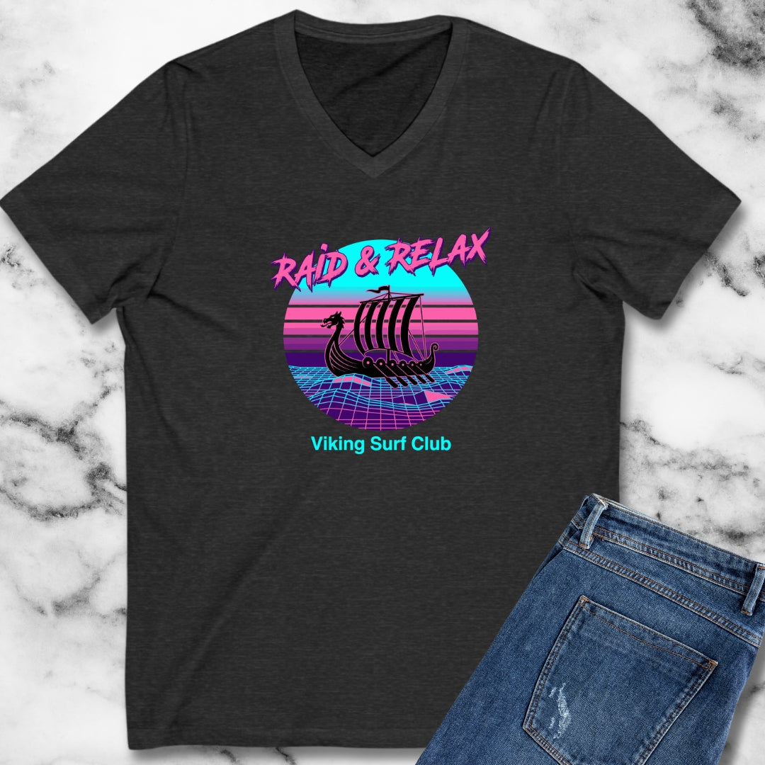 Viking Surf Club Raid & Relax Vaporwave V-Neck