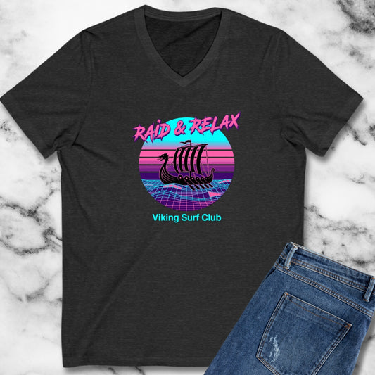 Viking Surf Club Raid & Relax Vaporwave V-Neck