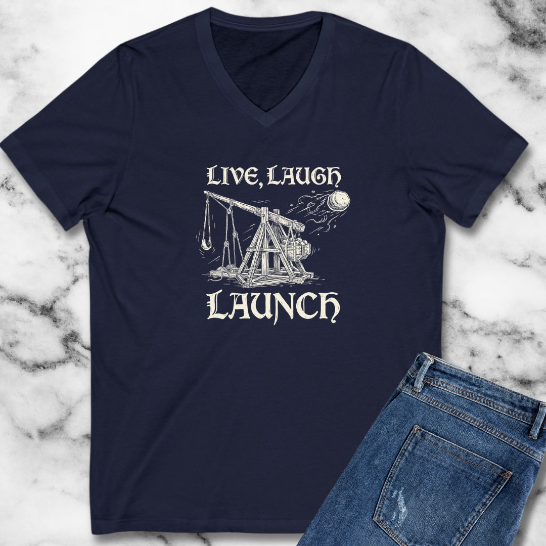 Live Laugh Launch Trebuchet V-Neck