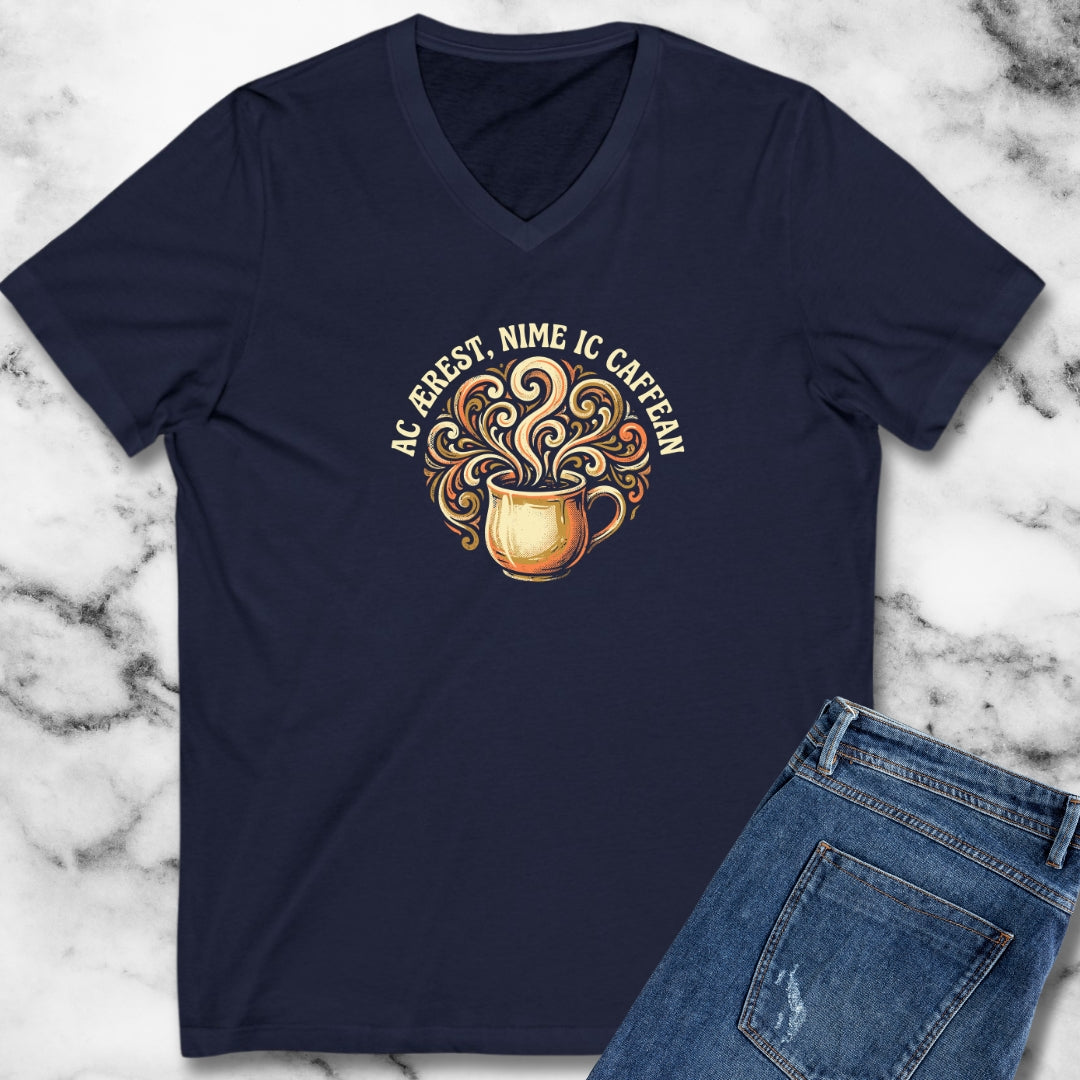 But First Coffee in Old English V-Neck