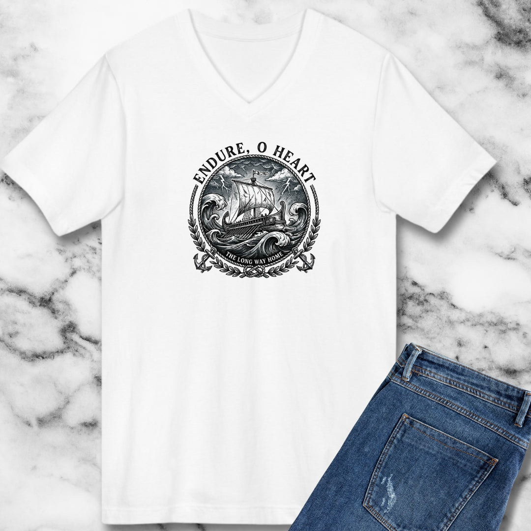 Odysseus Endure o Heart Quote V-neck