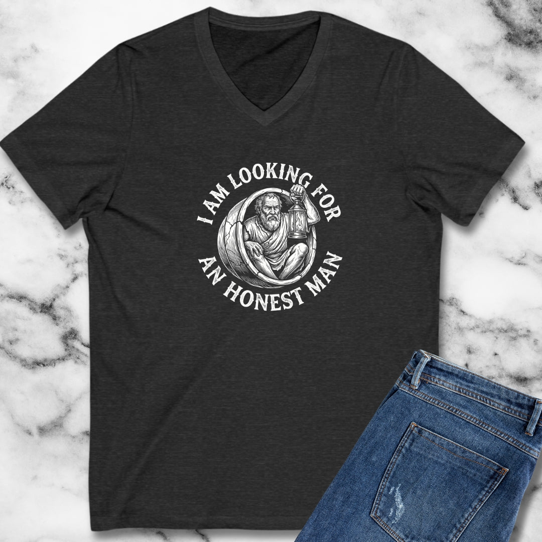 Diogenes of Sinope Looking for Honest Man Quote V-Neck