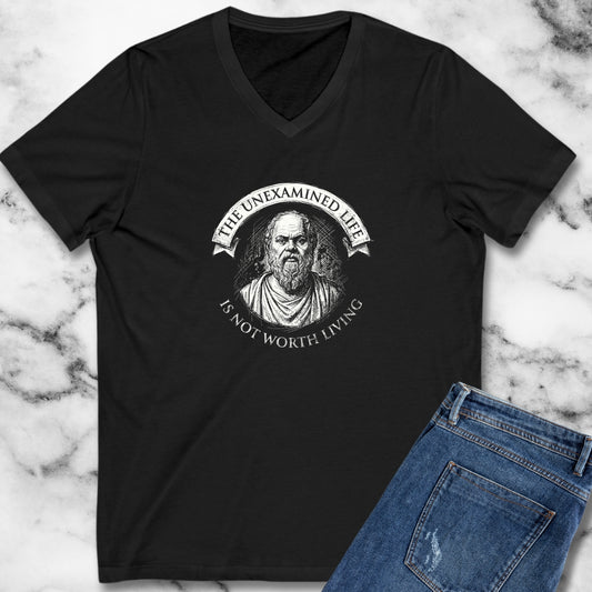 Socrates An Unexamined Life Is Not Worth Living Quote V-Neck