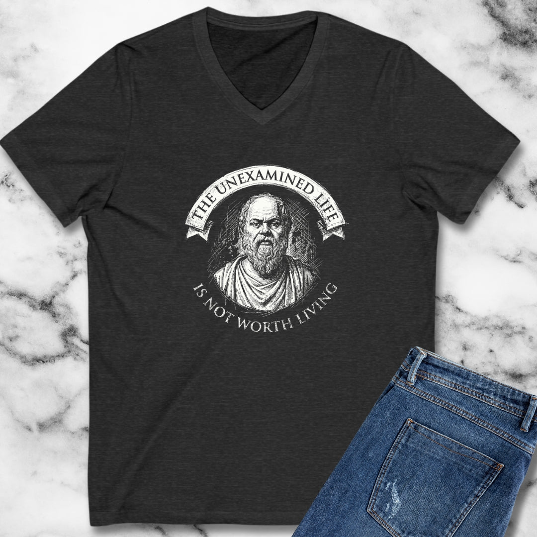 Socrates An Unexamined Life Is Not Worth Living Quote V-Neck