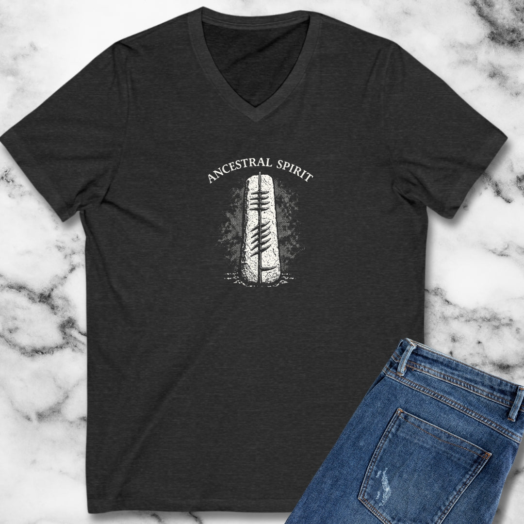 Ogham Script Stone Irish Strength V-neck