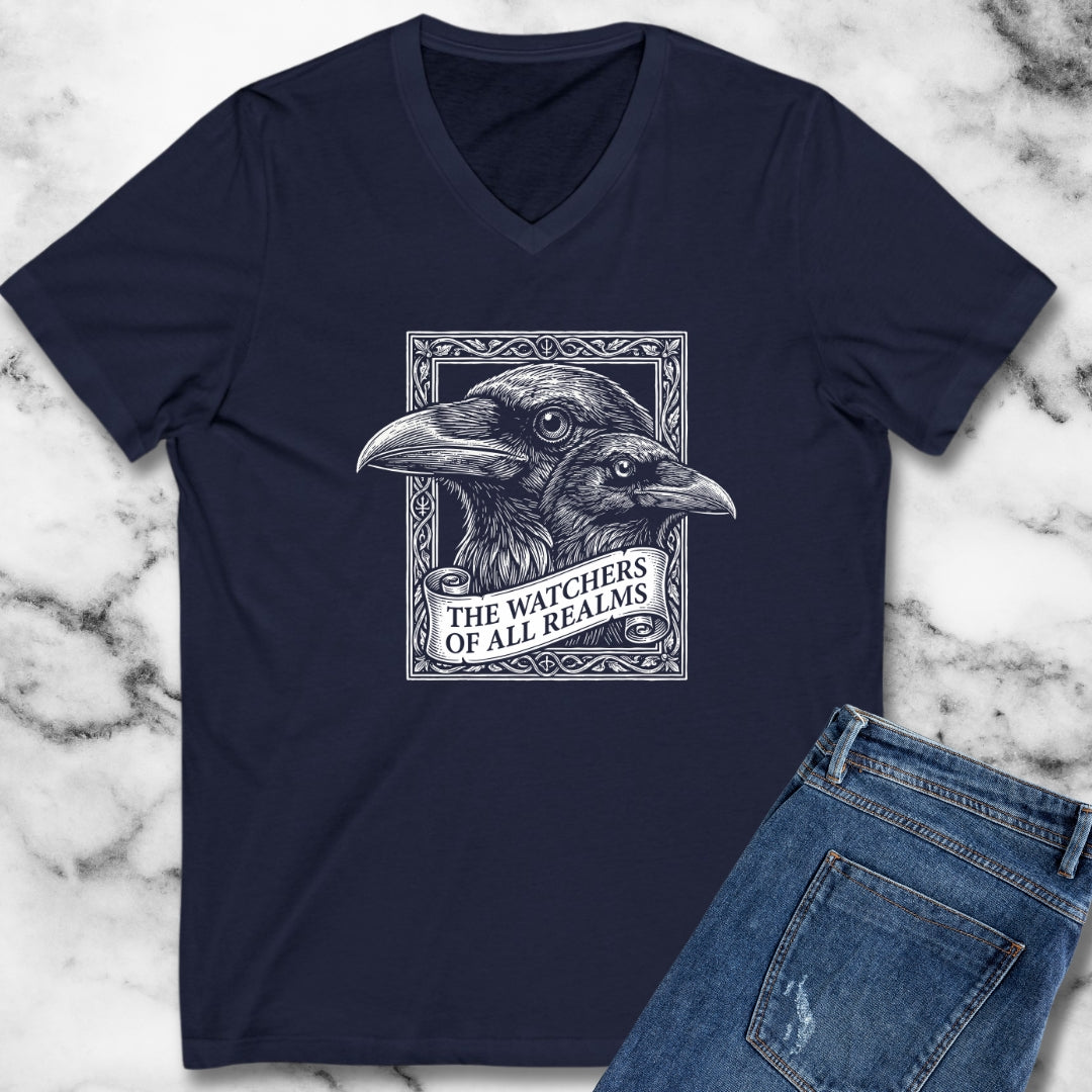 Huginn and Muninn Odin Ravens the Watchers V-neck