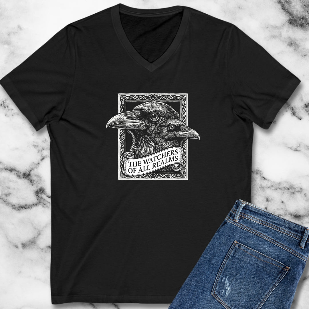 Huginn and Muninn Odin Ravens the Watchers V-neck