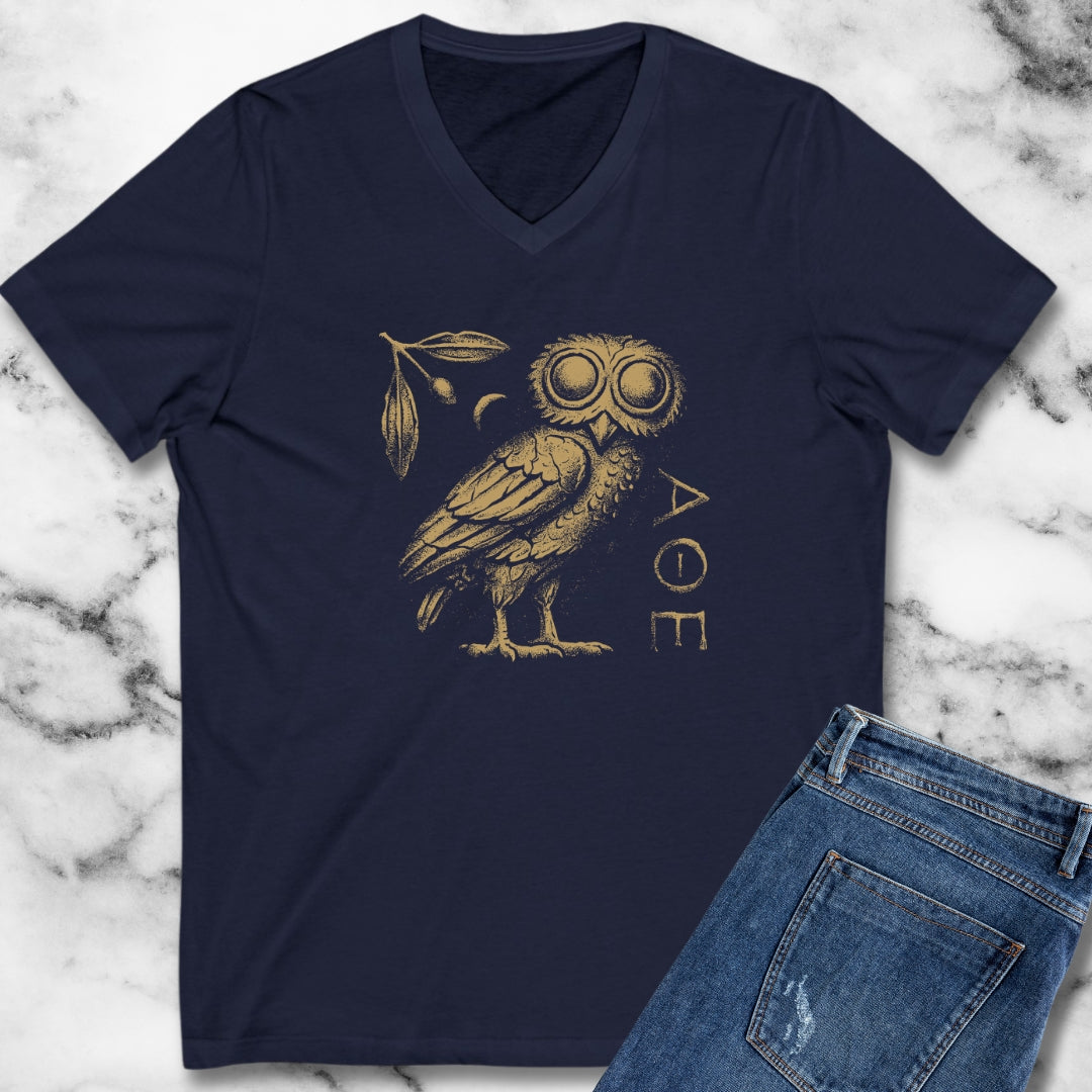 Athens Owl Distressed Graphic V-Neck