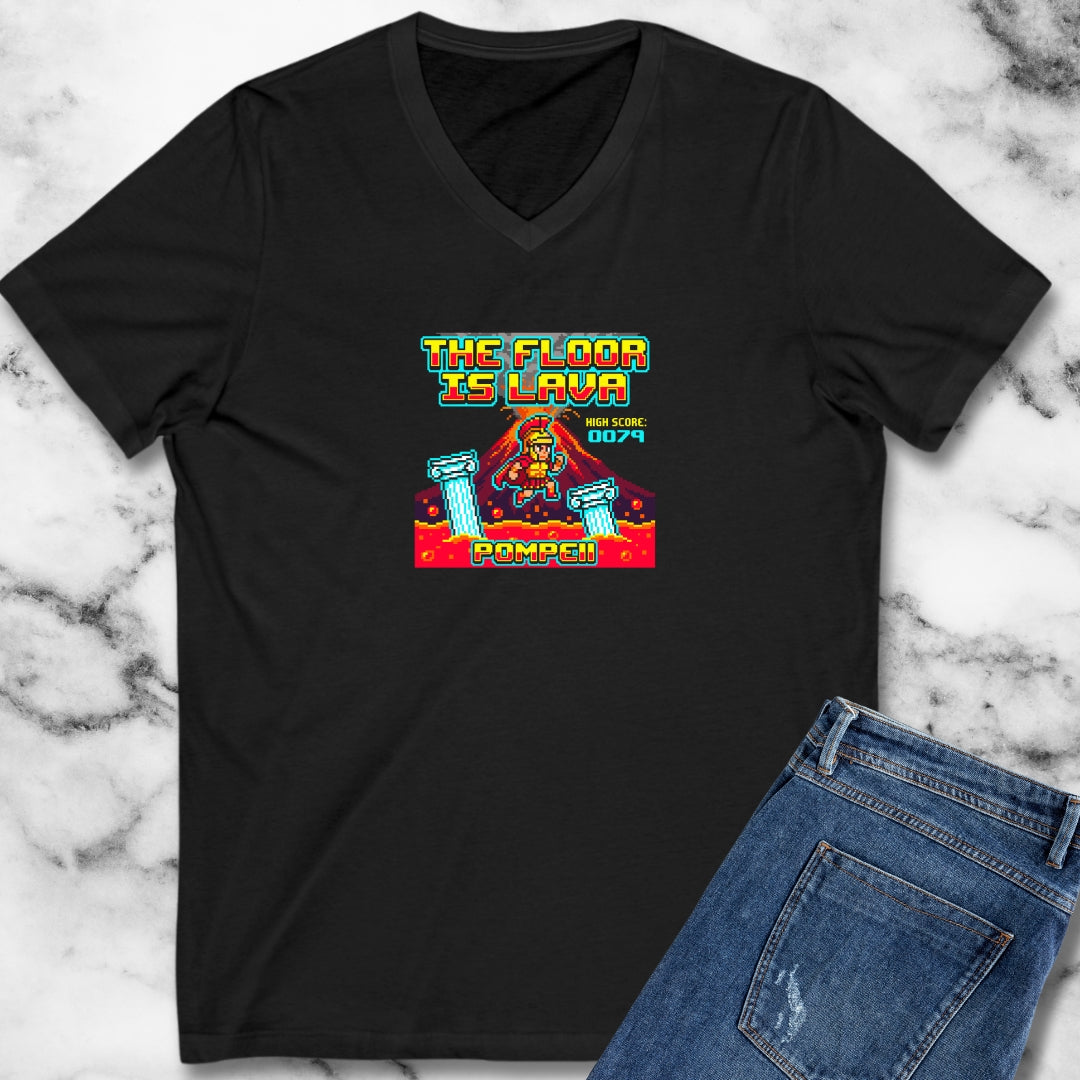 Pompeii Floor is Lava 8 Bit V-neck