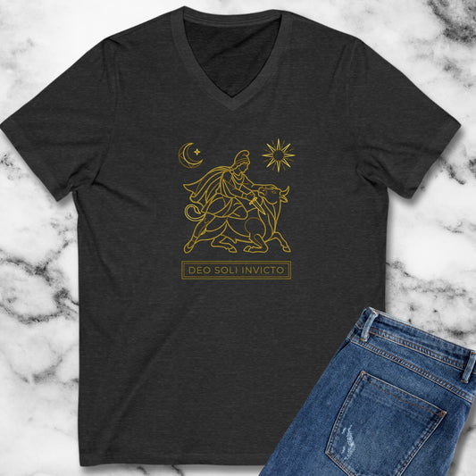 Cult of Mithras Sol Invictus Line Art V-Neck
