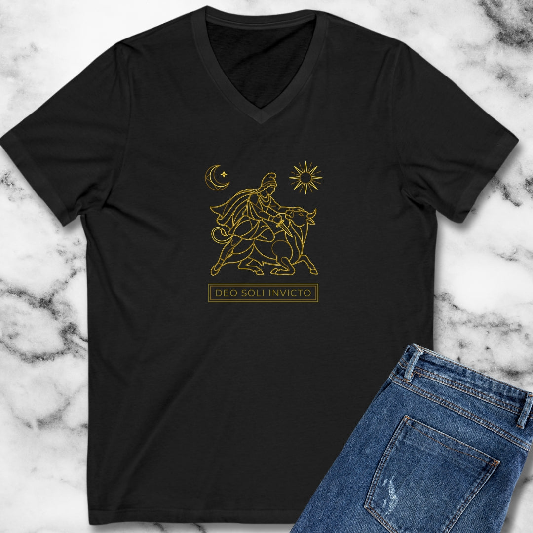 Cult of Mithras Sol Invictus Line Art V-Neck