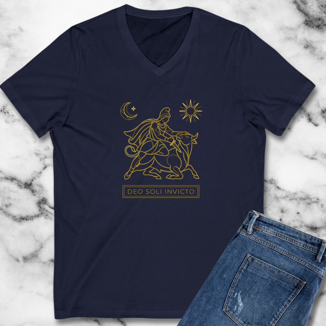 Cult of Mithras Sol Invictus Line Art V-Neck