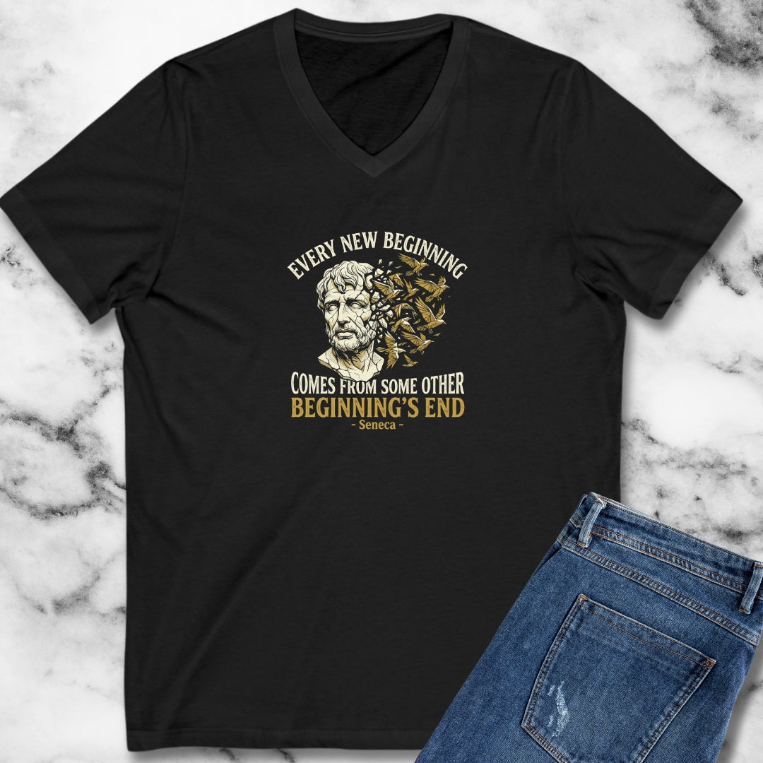 Seneca Every New Beginning Quote V-Neck