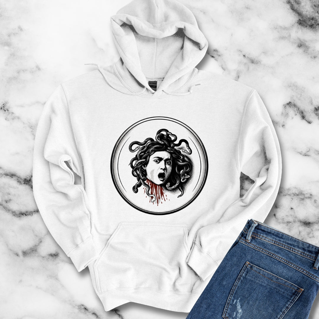Caravaggio's Medusa B&W Hoodie