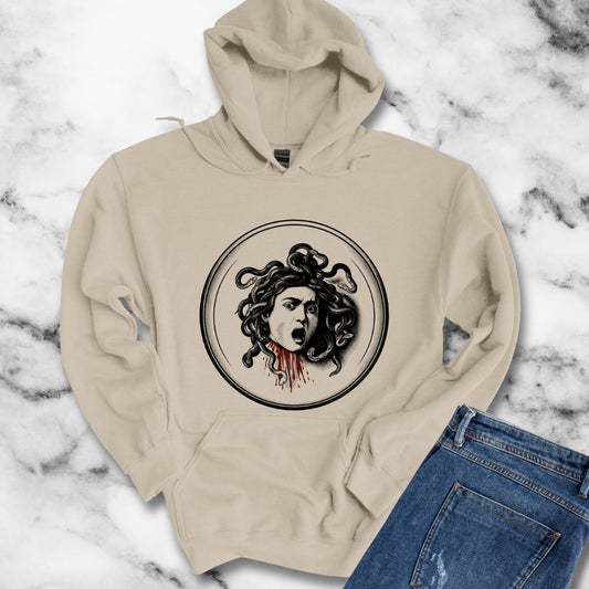 Caravaggio's Medusa B&W Hoodie
