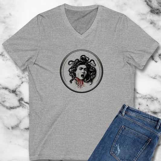 Caravaggio's Medusa B&W V-neck