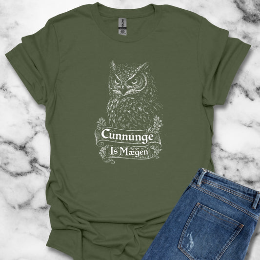 Old English Knowledge is Power Owl T-Shirt