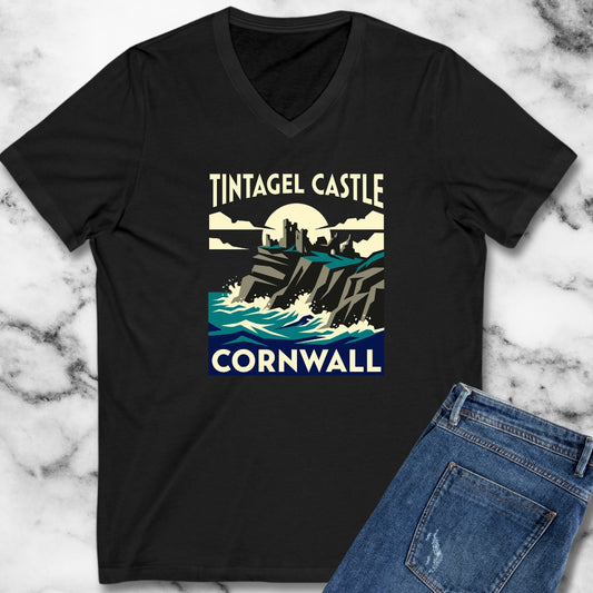 Tintagel Castle Art Nouveau Travel Ad V-Neck