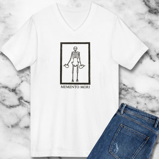 Memento Mori Skeleton Pompeii Mosaic V-neck