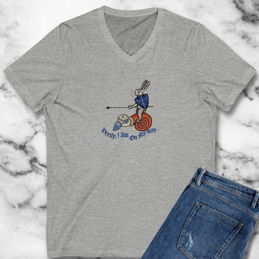 Medieval Marginalia Rabbit Snail V-neck