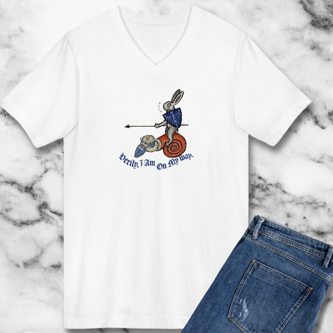 Medieval Marginalia Rabbit Snail V-neck