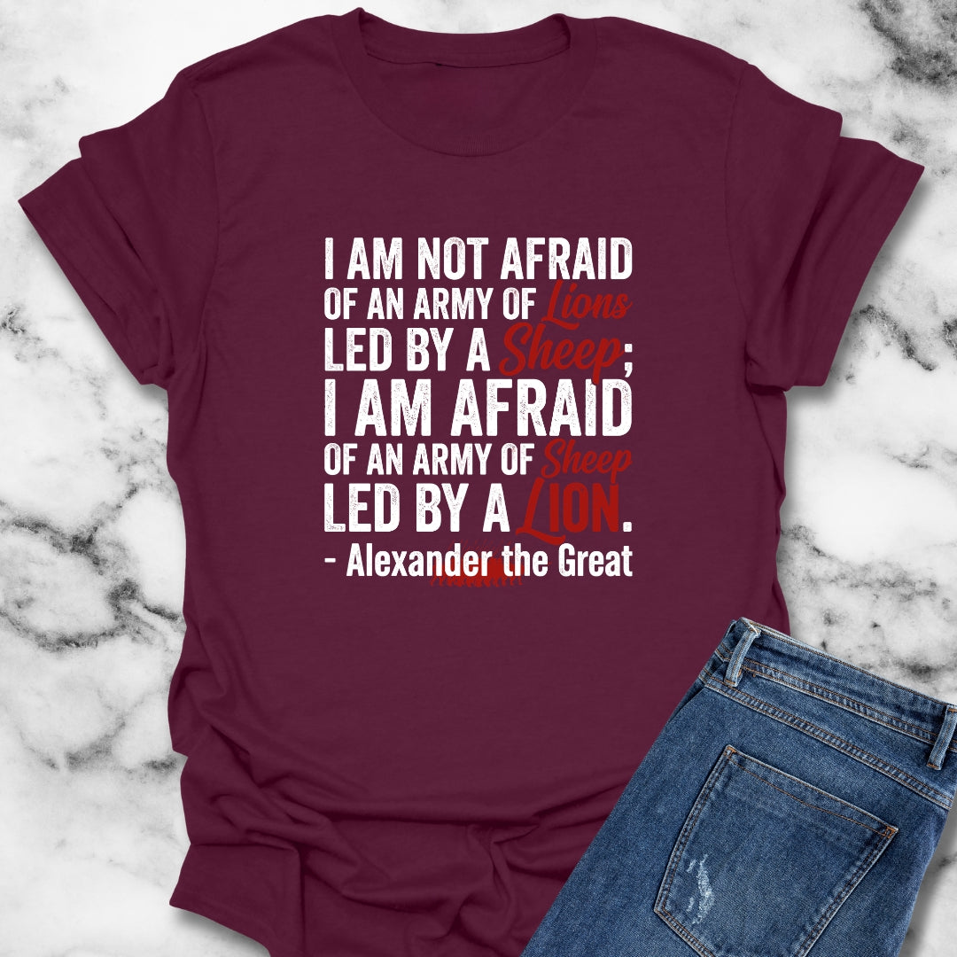 Alexander the Great Quote Led by Lions T-Shirt
