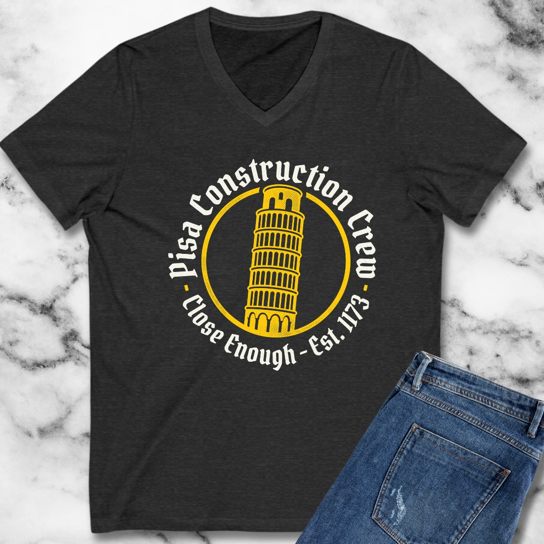 Pisa Construction Crew Leaning Tower V-Neck