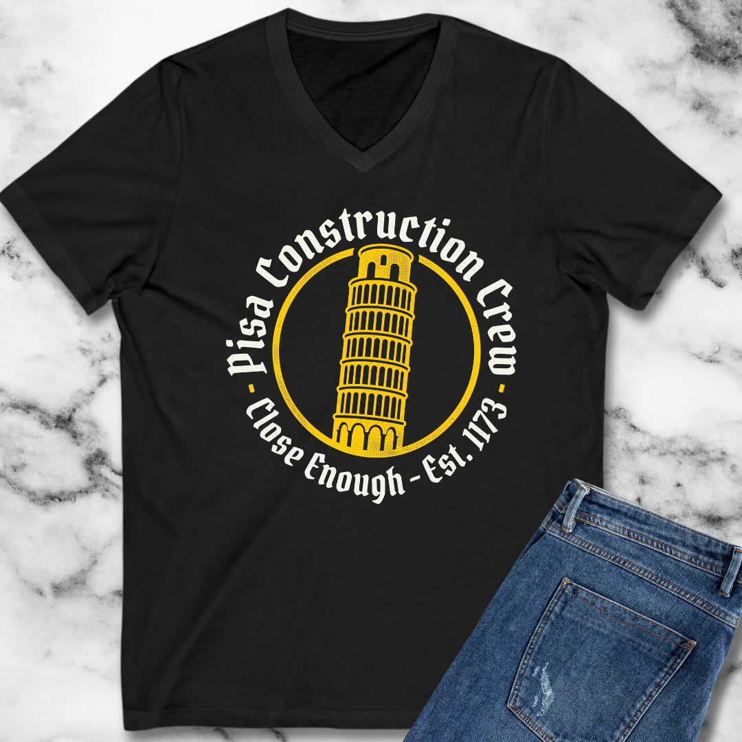 Pisa Construction Crew Leaning Tower V-Neck