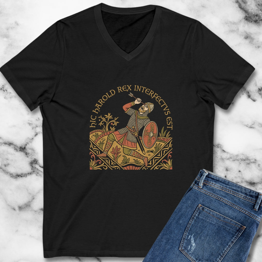 Hic Harold Interfectus Battle of Hastings V-Neck