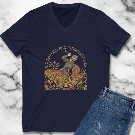 Hic Harold Interfectus Battle of Hastings V-Neck