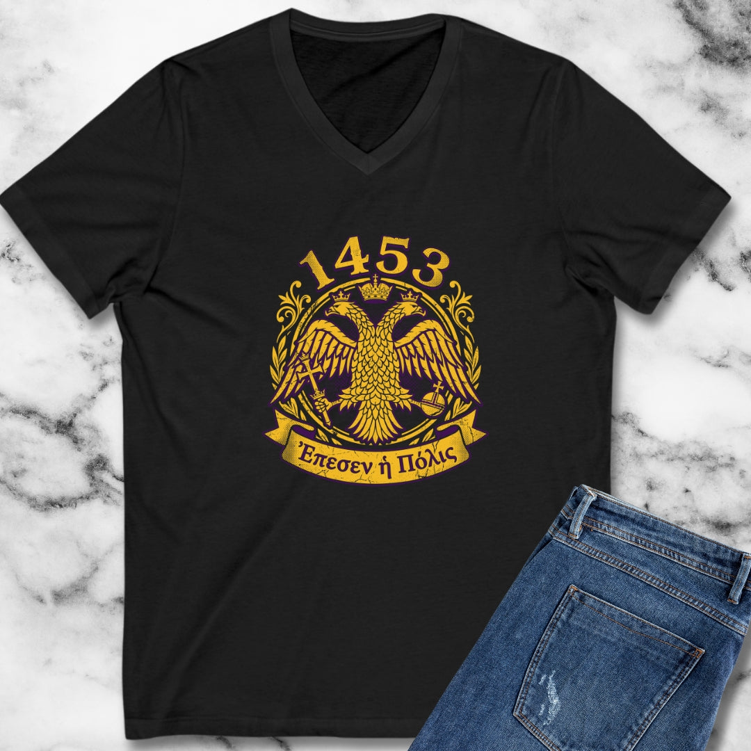 1453 City has Fallen in Greek V-Neck