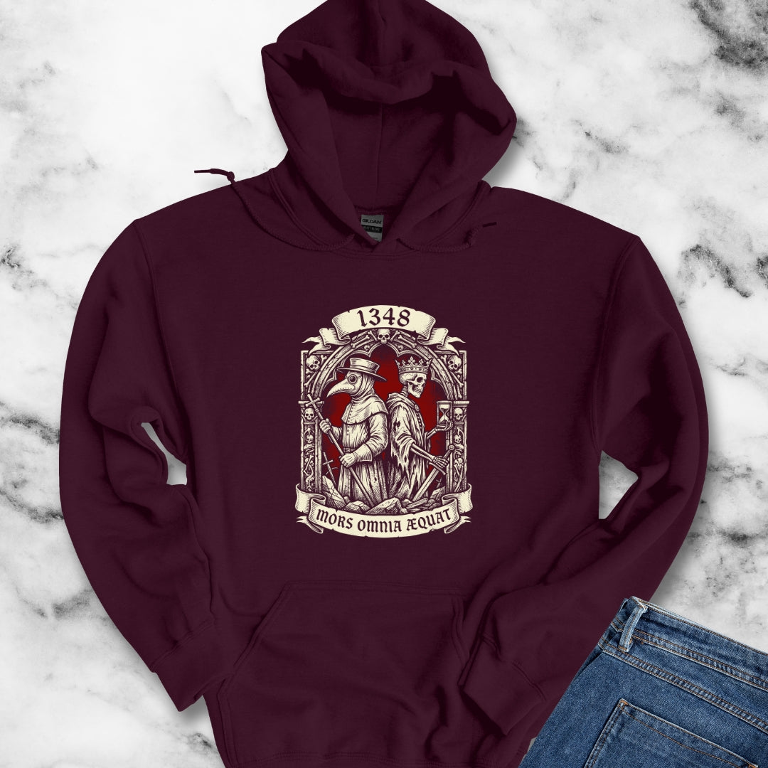 Black Plague Death Makes Equal in Latin Hoodie