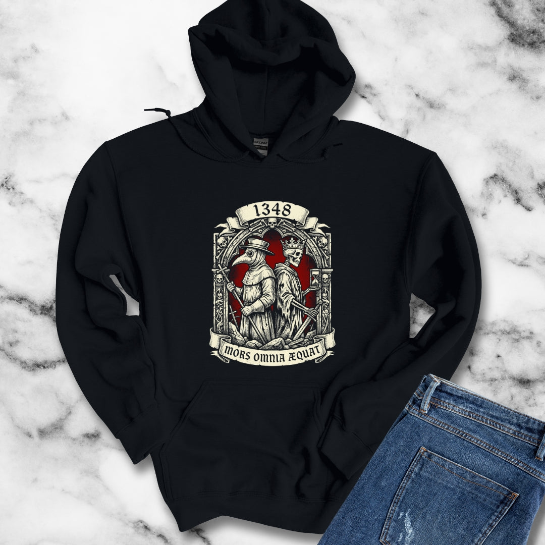 Black Plague Death Makes Equal in Latin Hoodie