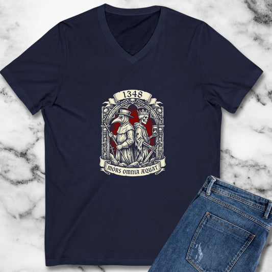 Black Plague Death Makes Equal in Latin V-Neck