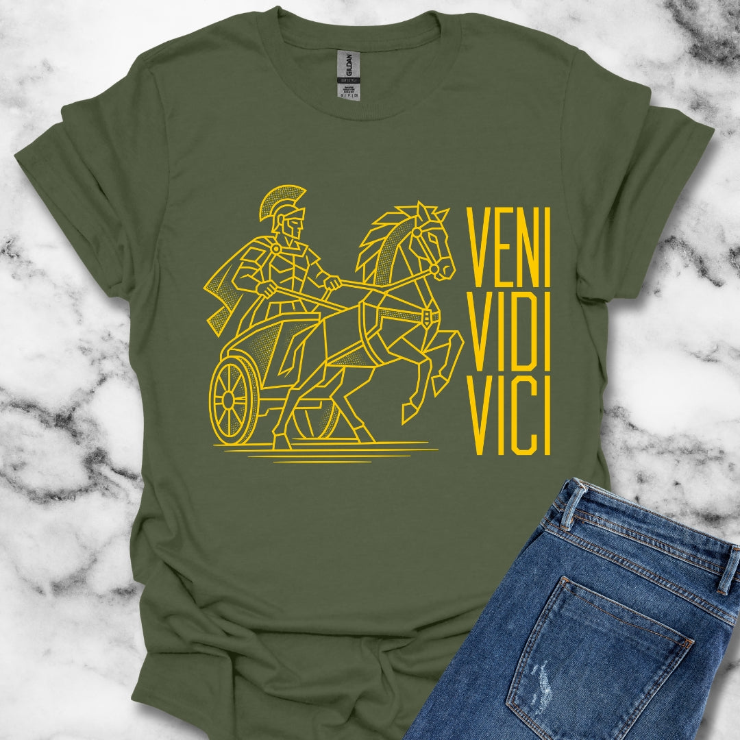 Veni Vidi Vici Line Art Charioteer T-Shirt
