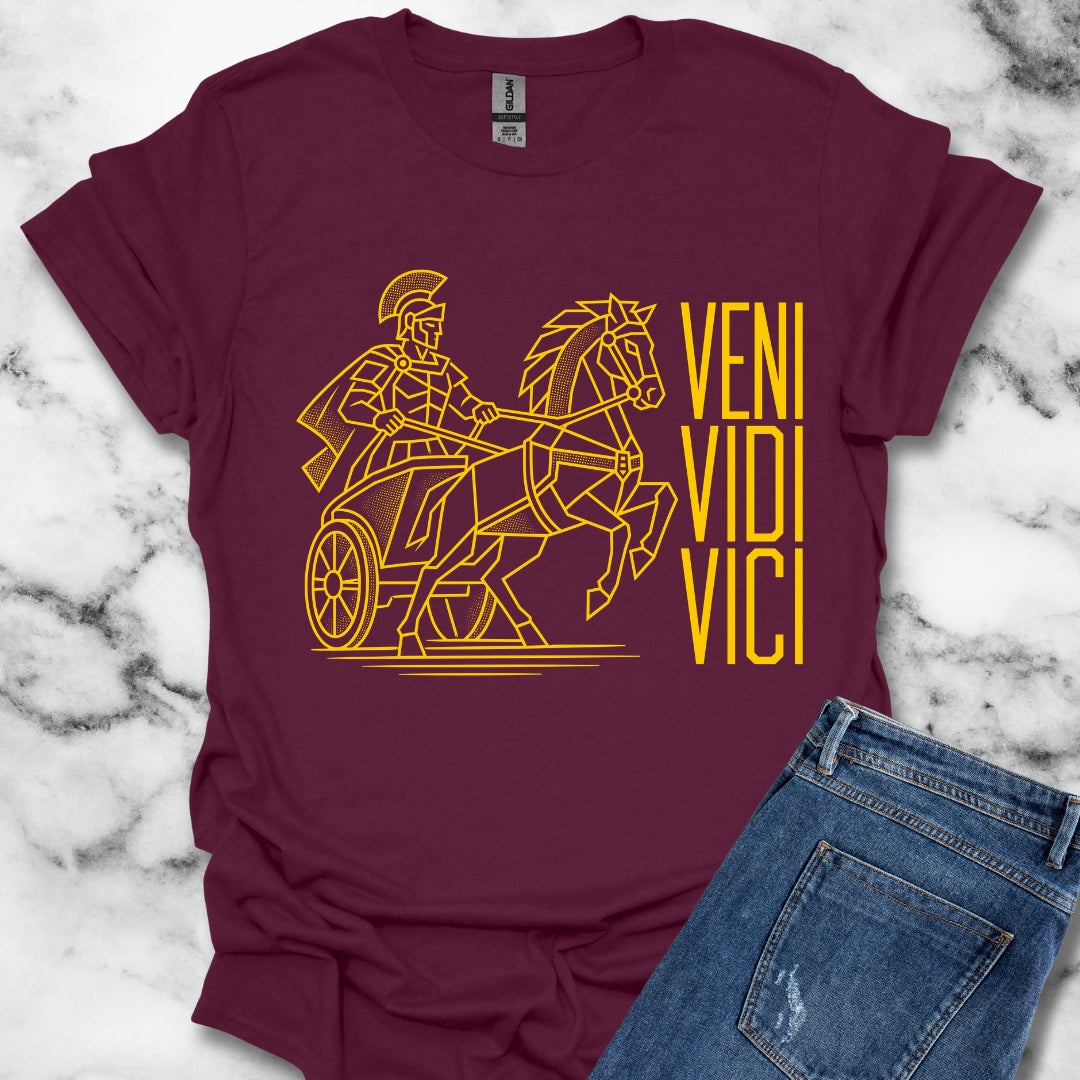 Veni Vidi Vici Line Art Charioteer T-Shirt