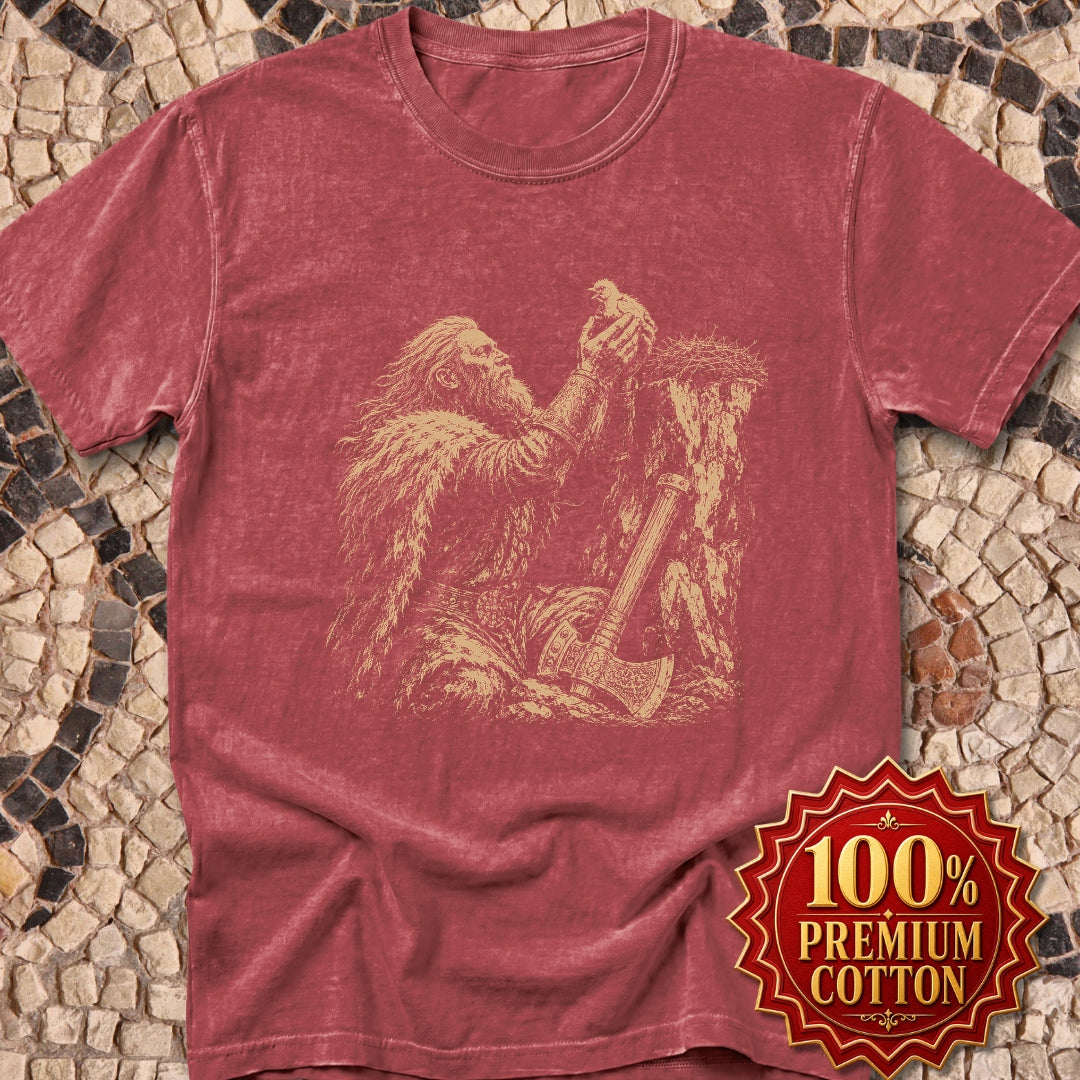 Viking Placing a Baby Bird in Nest Premium Tee