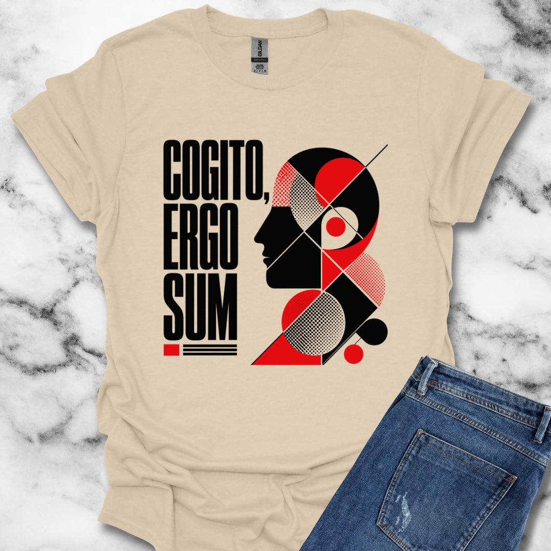 Cogito Ergo Sum Swiss Typography T-Shirt