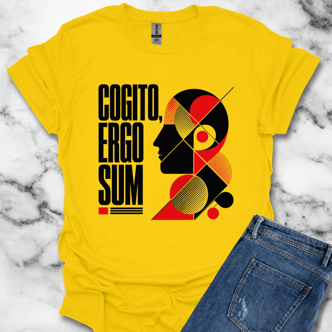 Cogito Ergo Sum Swiss Typography T-Shirt