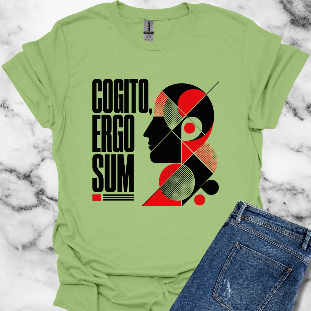 Cogito Ergo Sum Swiss Typography T-Shirt