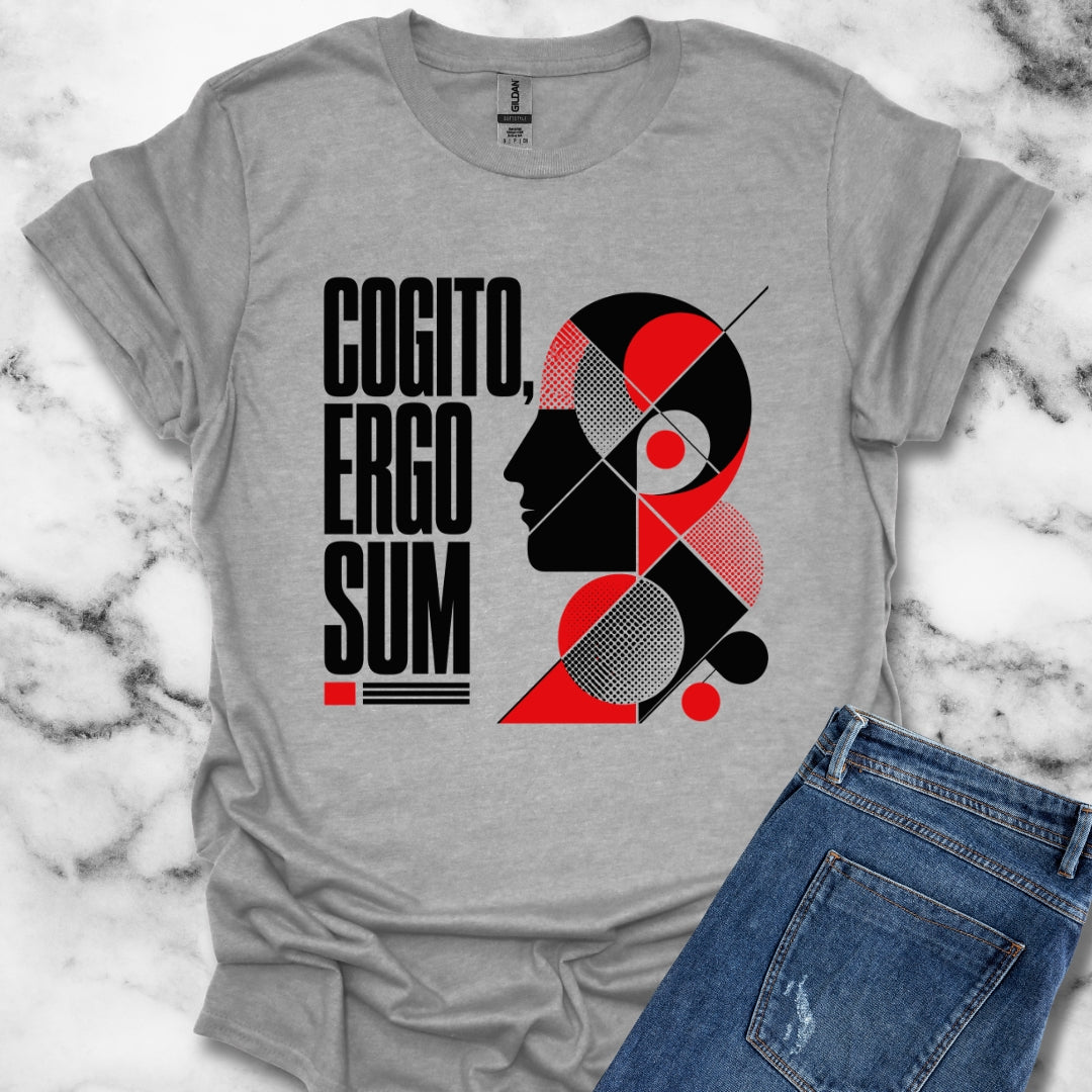 Cogito Ergo Sum Swiss Typography T-Shirt